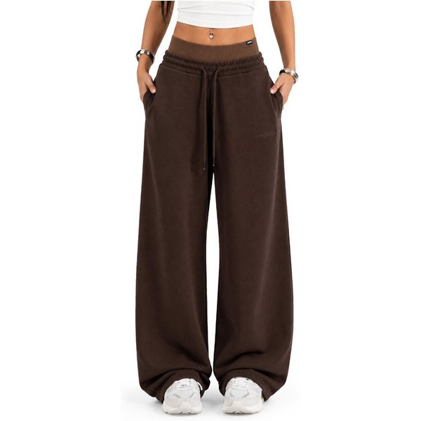 Smilodox Jogginghose Yelin, Trainingshose Oversized Fit, Wide-Leg, Gym & Freizeit Elastischer Bund, Kordelzug, Weites Bein, Dezentes Logo