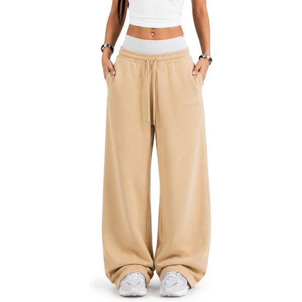 Smilodox Jogginghose Yelin, Trainingshose Oversized Fit, Wide-Leg, Gym & Freizeit Elastischer Bund, Kordelzug, Weites Bein, Dezentes Logo