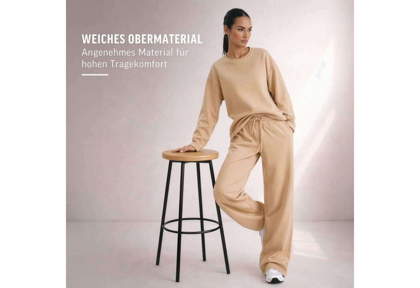 Smilodox Jogginghose Yelin, Trainingshose Oversized Fit, Wide-Leg, Gym & Freizeit Elastischer Bund, Kordelzug, Weites Bein, Dezentes Logo – Bild 3 von 5