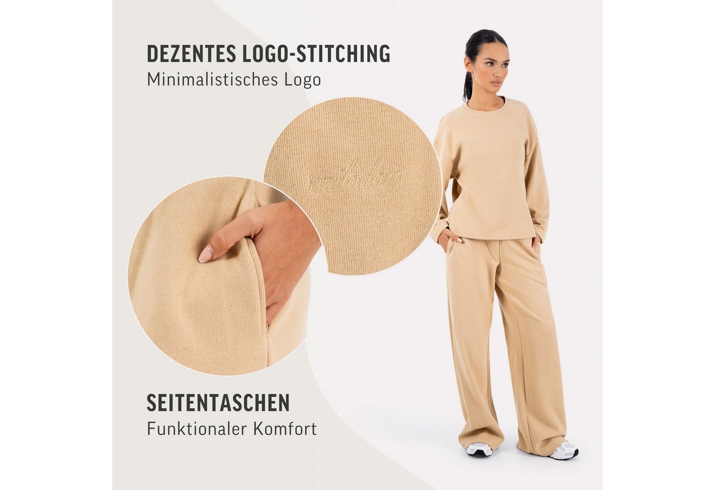 Smilodox Jogginghose Yelin, Trainingshose Oversized Fit, Wide-Leg, Gym & Freizeit Elastischer Bund, Kordelzug, Weites Bein, Dezentes Logo – Bild 5 von 5