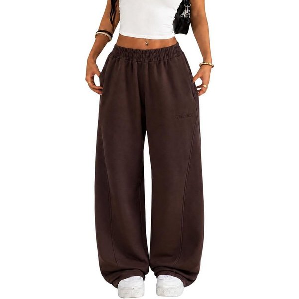Smilodox Jogginghose Ylena, Sweatpants Damen, Loose Fit, Wide Leg mit Tunnelzug, Sport Elastischer Bund, Kordelzug, weites Bein, Logo, Gym & Homewear