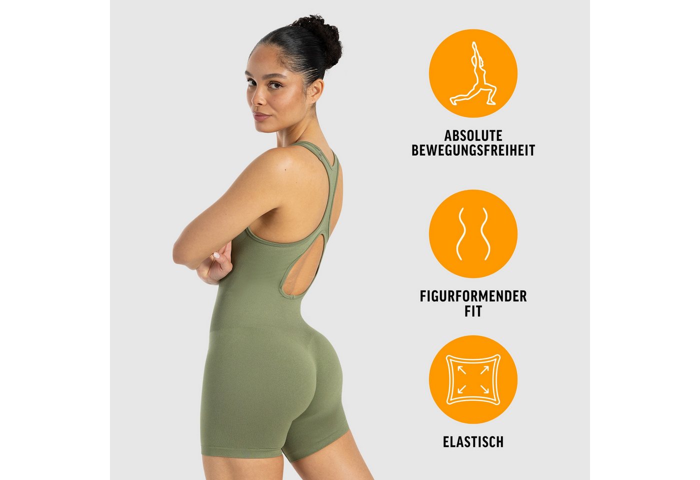 Smilodox Jumpsuit Doralia, Trainingssuit, elastischer Einteiler Rückenausschnnitt, Sommer, figurbetonend, Gym – Bild 2 von 5
