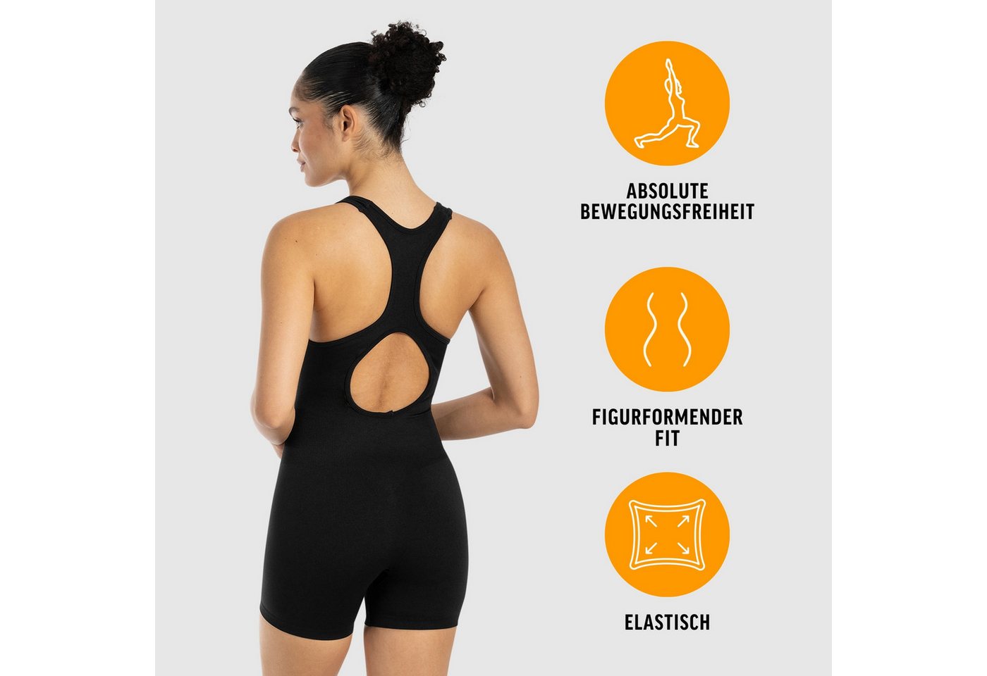 Smilodox Jumpsuit Doralia, Trainingssuit, elastischer Einteiler Rückenausschnnitt, Sommer, figurbetonend, Gym – Bild 2 von 5