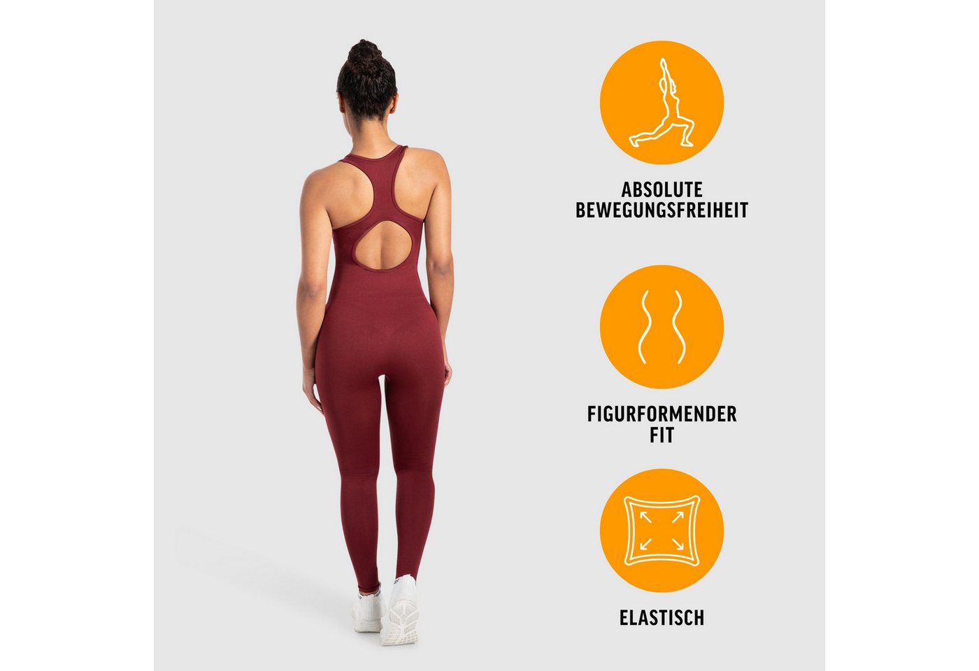 Smilodox Jumpsuit Elsie, Seamless Einteiler, Racerback, Ganzkörperanzug figurformend Sportanzug geripptes Material, Overall atmungsaktiv, Workout Yoga – Bild 2 von 5