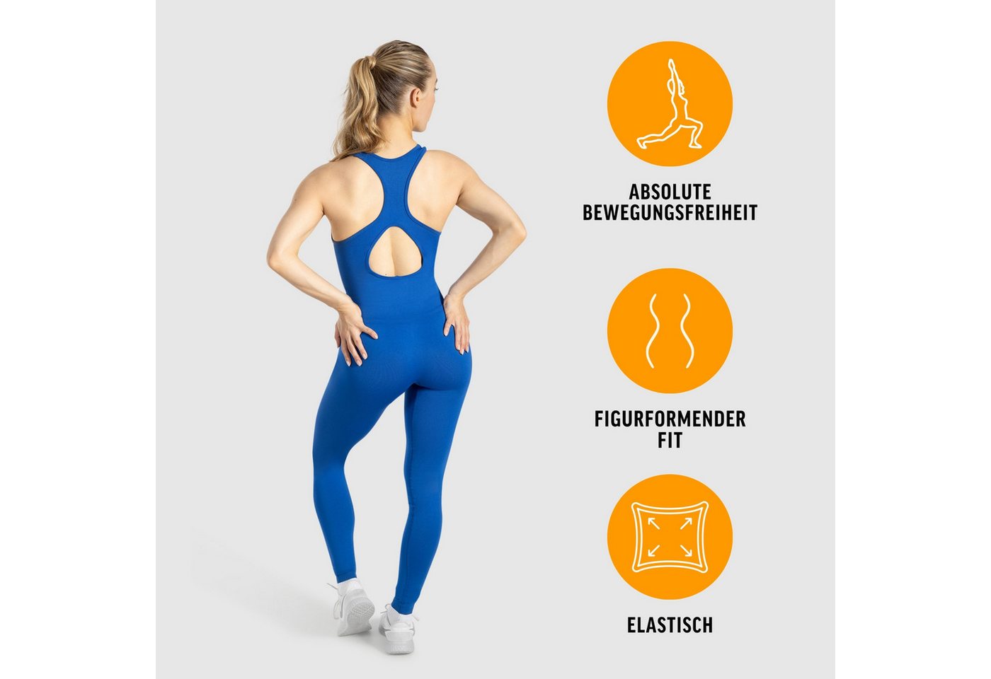 Smilodox Jumpsuit Elsie, Seamless Einteiler, Racerback, Ganzkörperanzug figurformend Sportanzug geripptes Material, Overall atmungsaktiv, Workout Yoga – Bild 2 von 5