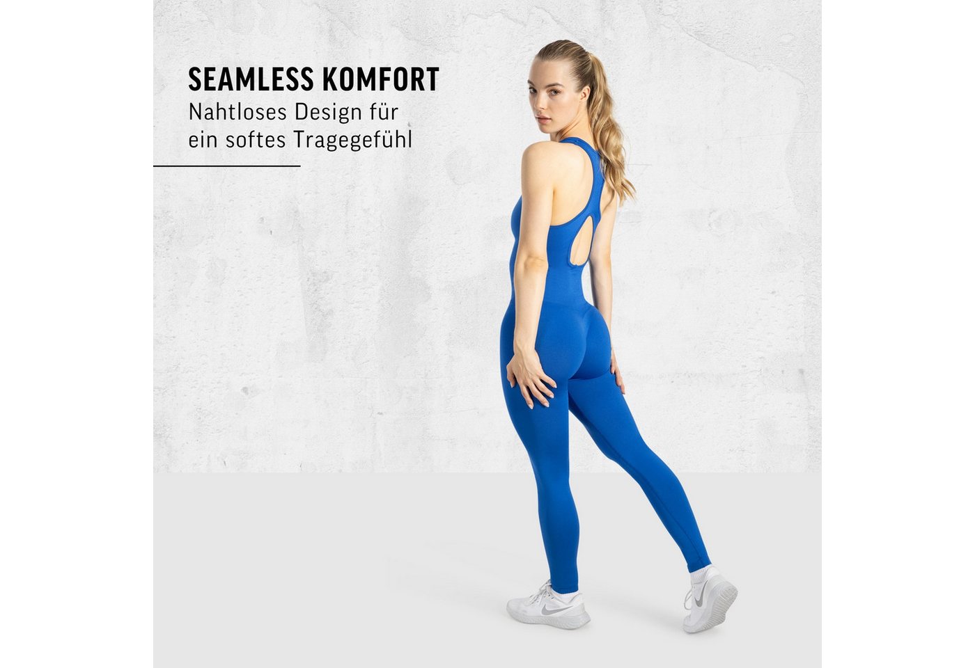 Smilodox Jumpsuit Elsie, Seamless Einteiler, Racerback, Ganzkörperanzug figurformend Sportanzug geripptes Material, Overall atmungsaktiv, Workout Yoga – Bild 3 von 5