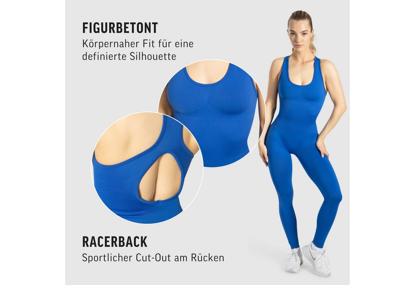 Smilodox Jumpsuit Elsie, Seamless Einteiler, Racerback, Ganzkörperanzug figurformend Sportanzug geripptes Material, Overall atmungsaktiv, Workout Yoga – Bild 5 von 5