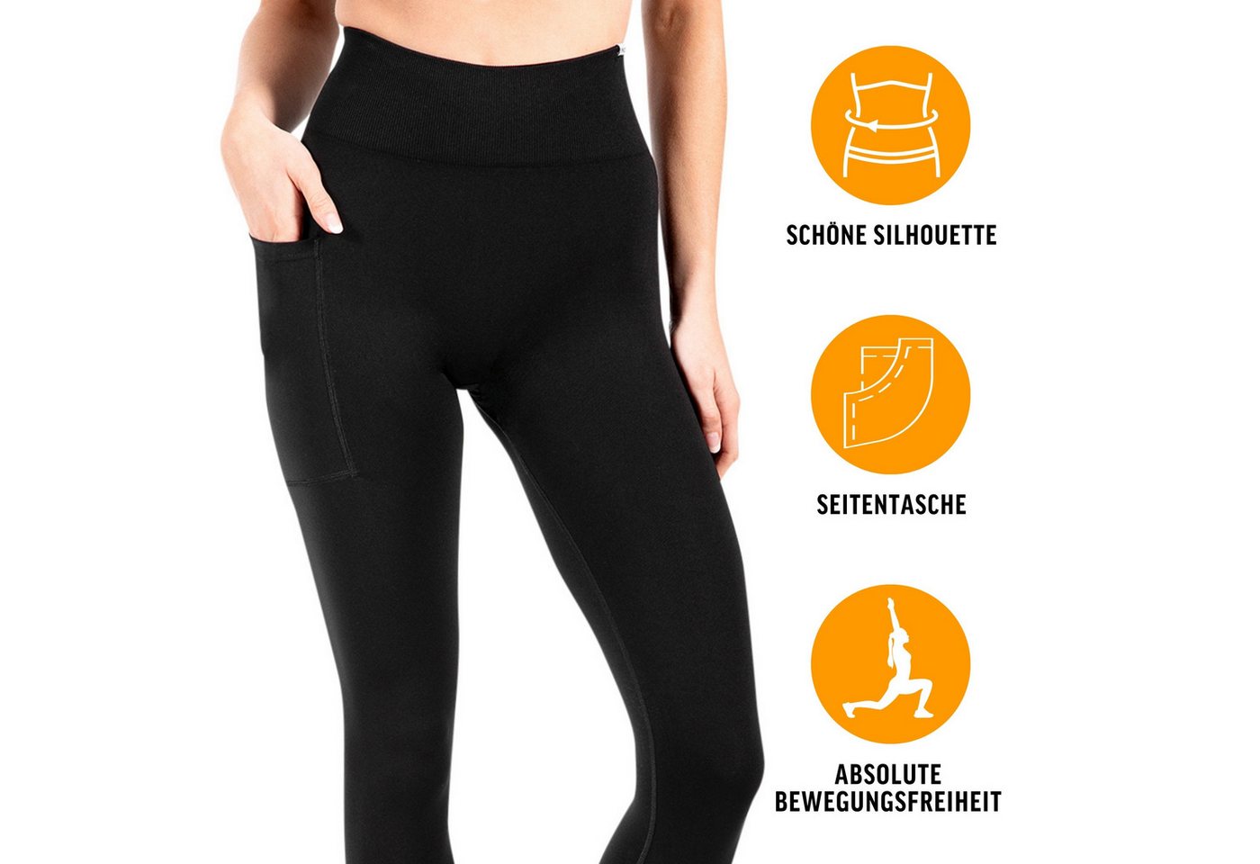 Smilodox Leggings Adrielle, Seamless Leggings mit Seitentasche – Sport & Freizeit Mit Seitentasche, Seamless, Figurbetonte Leggings, Stretch-Material – Bild 2 von 5