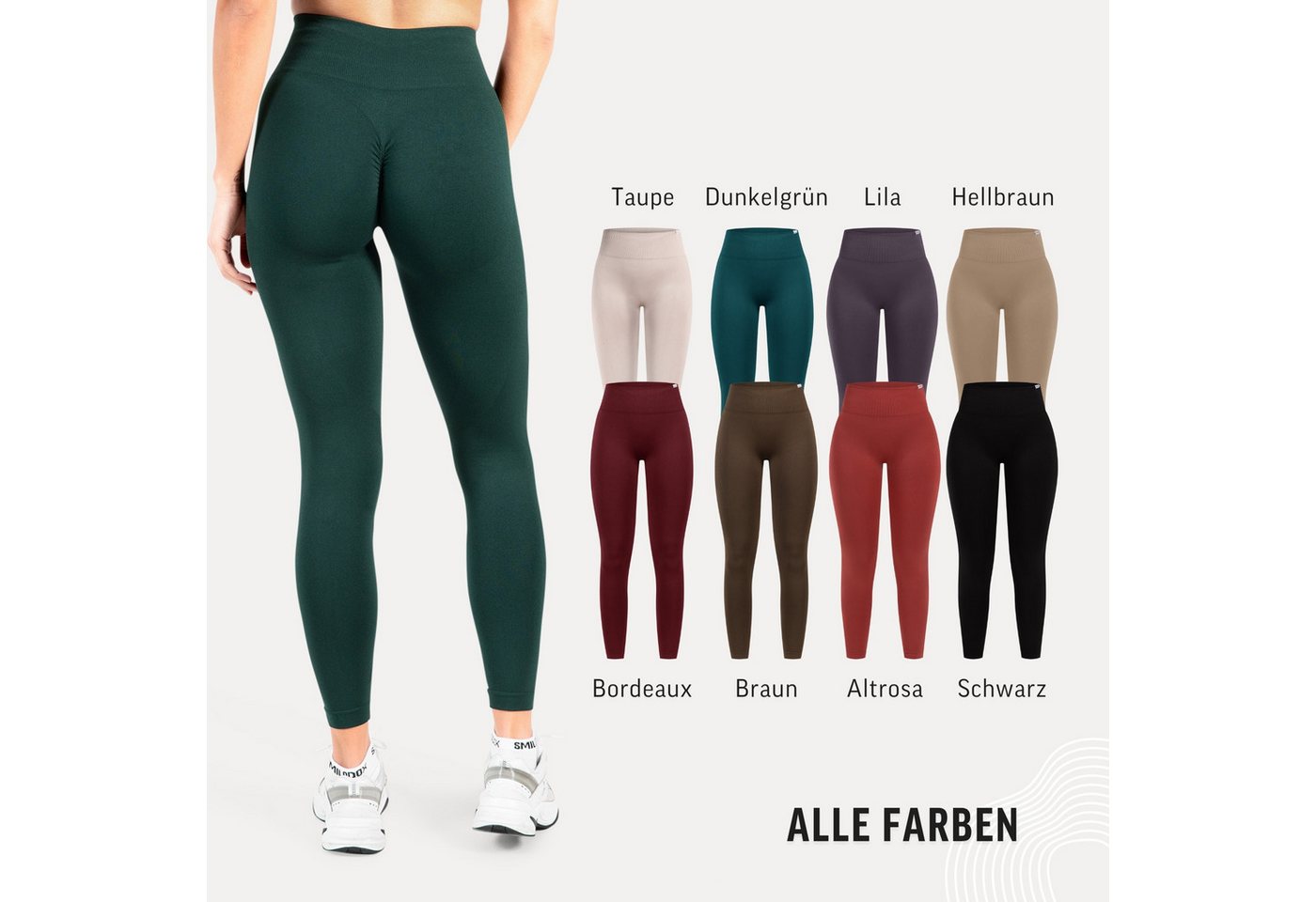 Smilodox Leggings Alira, Butt Lift Sporthose, Nahtlos High Waist V-Shape Sport Leggins Seamless Schweißabsorbierend Trainingshose, Blickdicht Sport Alltag – Bild 4 von 5
