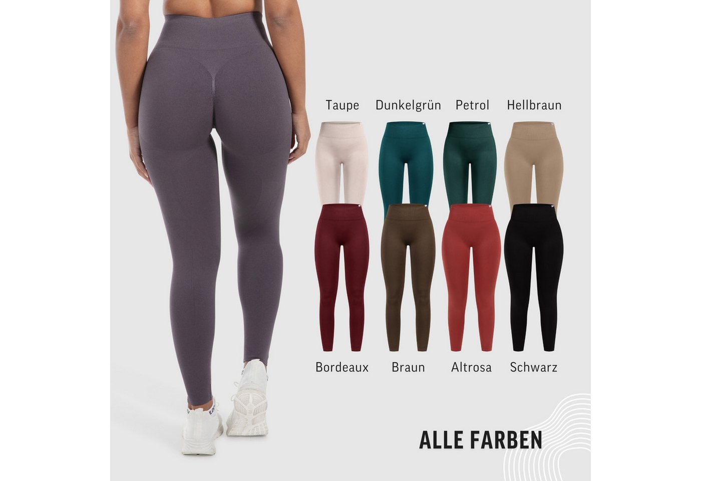 Smilodox Leggings Alira, Butt Lift Sporthose, Nahtlos High Waist V-Shape Sport Leggins Seamless Schweißabsorbierend Trainingshose, Blickdicht Sport Alltag – Bild 4 von 5