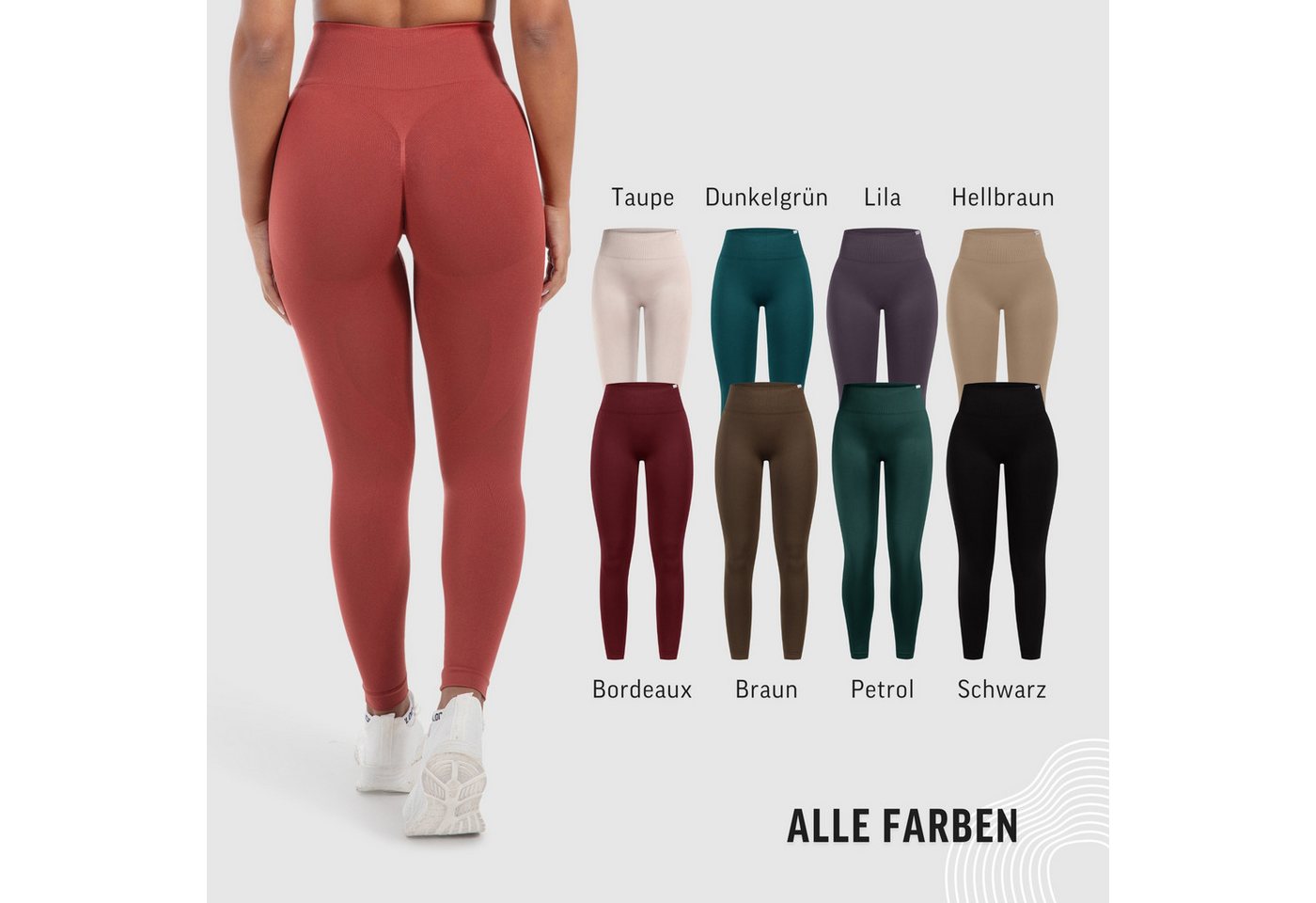 Smilodox Leggings Alira, Butt Lift Sporthose, Nahtlos High Waist V-Shape Sport Leggins Seamless Schweißabsorbierend Trainingshose, Blickdicht Sport Alltag – Bild 4 von 5