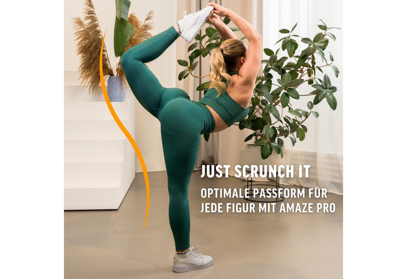 Smilodox Leggings Amaze Pro mit Scrunch-Effekt, High Waist V-Shape Sport & Yogahose Seamless Push Up Booty Fitnesshose Blickdicht Yoga Gym Figurformend – Bild 3 von 5
