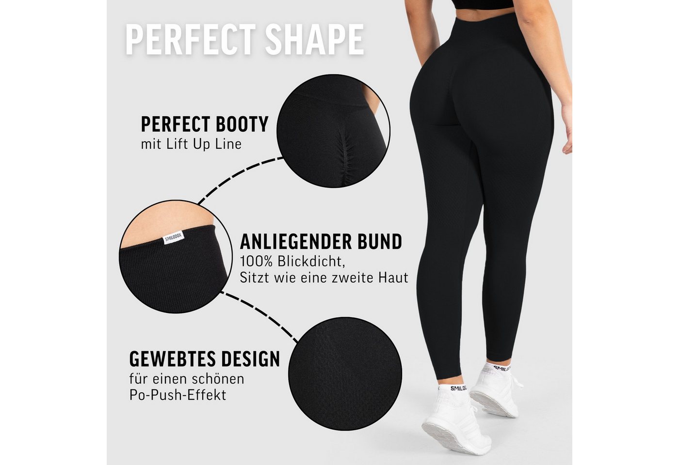 Smilodox Leggings Amaze Scrunch Pro, High Waist Booty Scrunch Yoga & Fitnesshose Shaped Fit Squatproof Push Up Trainingshose Gym Alltag Figurformend – Bild 5 von 5