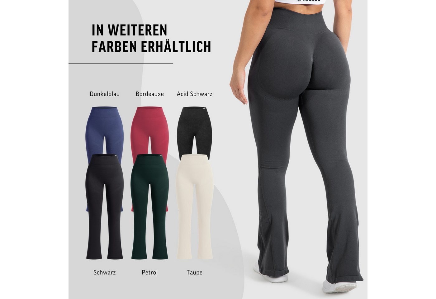 Smilodox Leggings Aylin Scrunch, Leggings mit Booty Push Effekt, Gym, Yoga & Freizeit Scrunch Naht, Booty Push, Weites Bein, Elastisch, High Waist – Bild 4 von 5