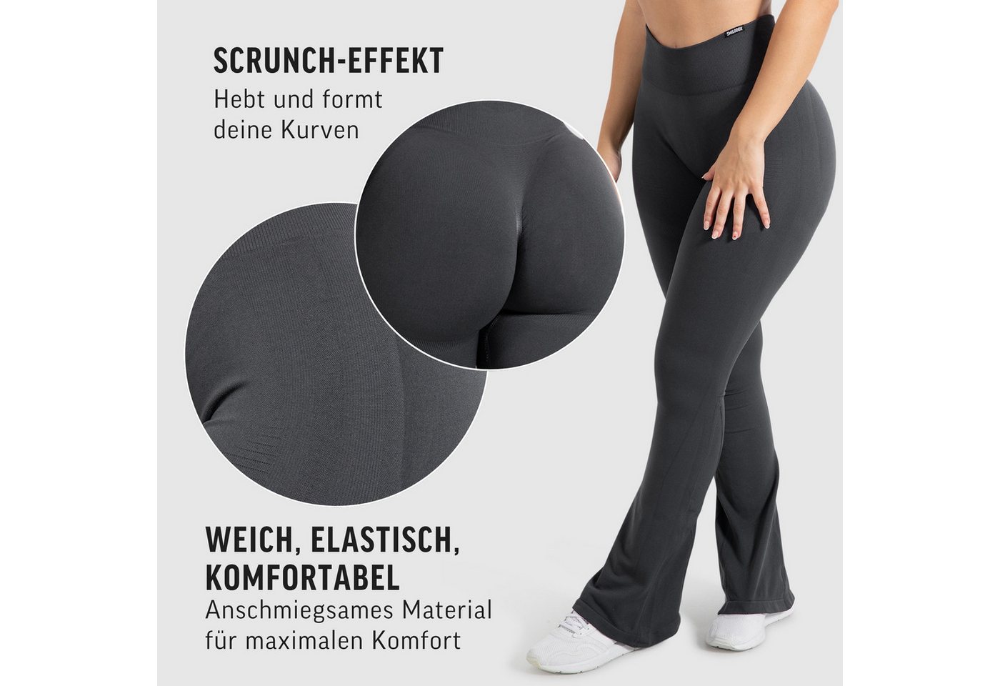 Smilodox Leggings Aylin Scrunch, Leggings mit Booty Push Effekt, Gym, Yoga & Freizeit Scrunch Naht, Booty Push, Weites Bein, Elastisch, High Waist – Bild 5 von 5