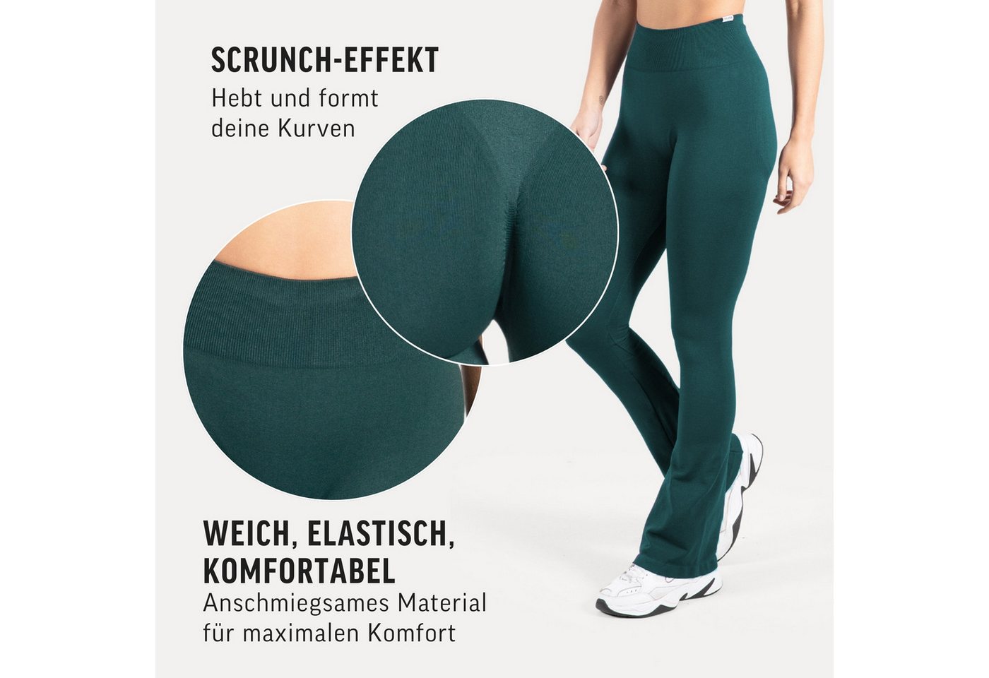 Smilodox Leggings Aylin Scrunch, Leggings mit Booty Push Effekt, Gym, Yoga & Freizeit Scrunch Naht, Booty Push, Weites Bein, Elastisch, High Waist – Bild 5 von 5