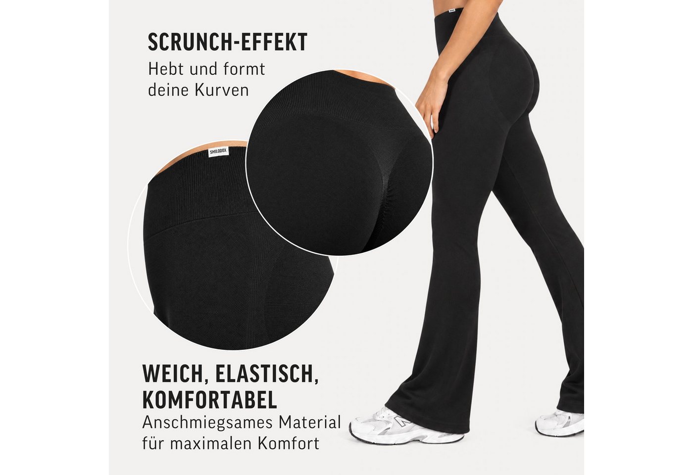 Smilodox Leggings Aylin Scrunch, Leggings mit Booty Push Effekt, Gym, Yoga & Freizeit Scrunch Naht, Booty Push, Weites Bein, Elastisch, High Waist – Bild 5 von 5