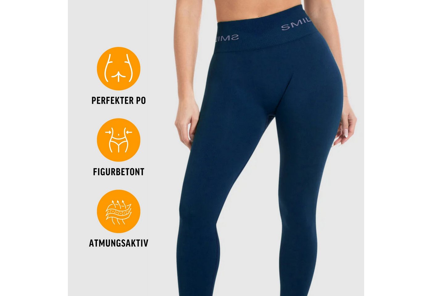 Smilodox Leggings Azura, Push Up Booy Fitnessleggings mit Schriftzug Sport & Alltag Scrunch Butt Squat-Sicher High Waist Seamless Yoga Gymhose Blickdicht – Bild 2 von 5