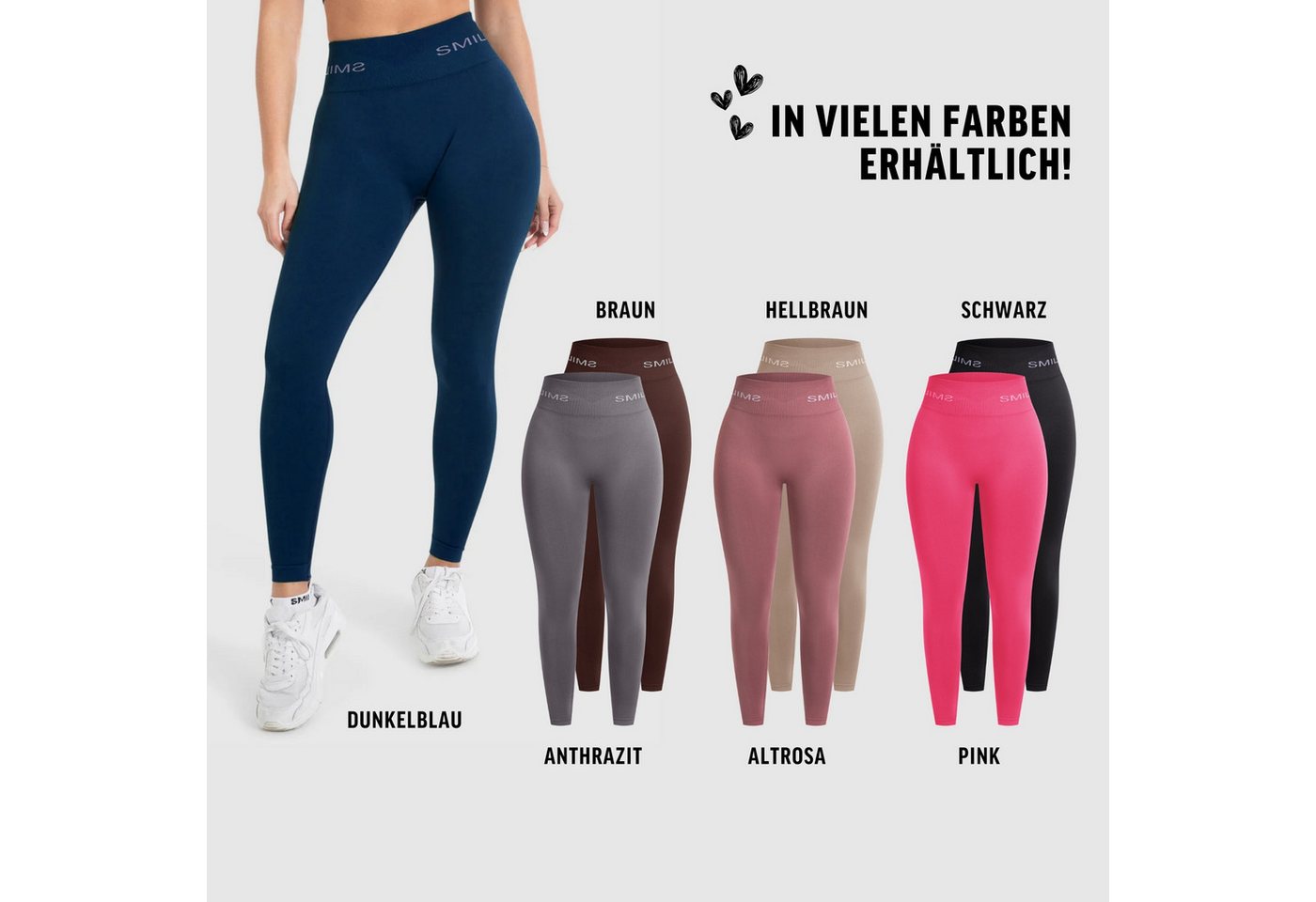 Smilodox Leggings Azura, Push Up Booy Fitnessleggings mit Schriftzug Sport & Alltag Scrunch Butt Squat-Sicher High Waist Seamless Yoga Gymhose Blickdicht – Bild 4 von 5