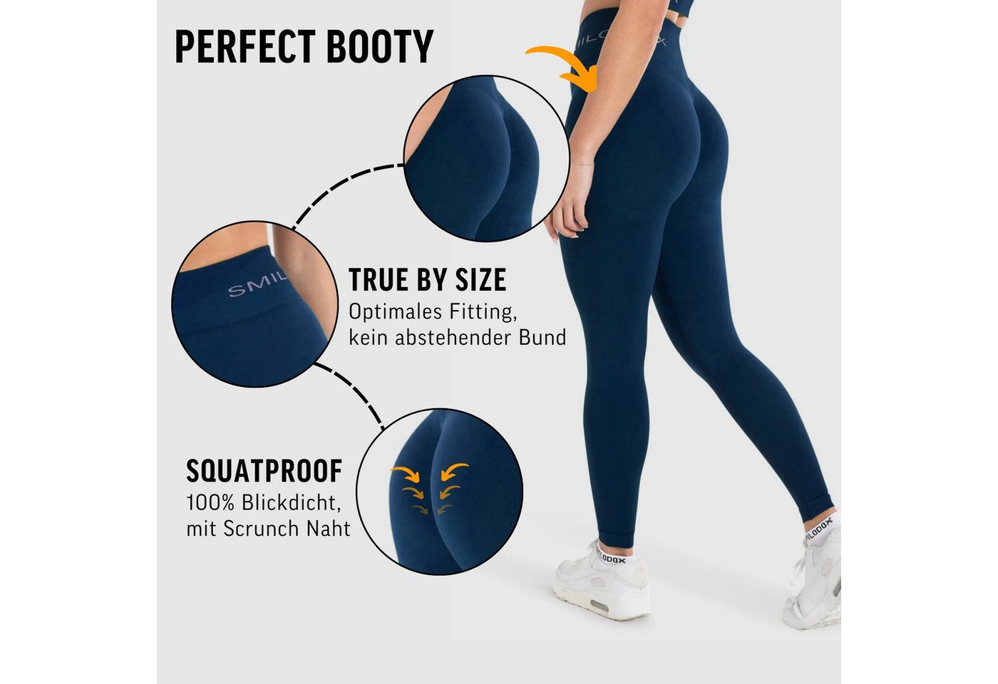 Smilodox Leggings Azura, Push Up Booy Fitnessleggings mit Schriftzug Sport & Alltag Scrunch Butt Squat-Sicher High Waist Seamless Yoga Gymhose Blickdicht – Bild 5 von 5