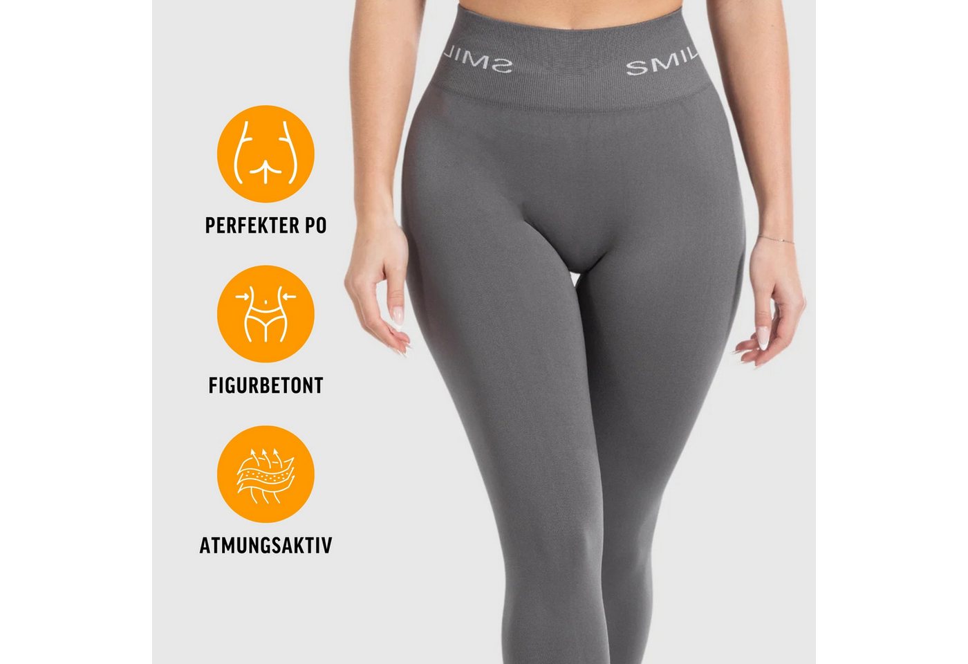 Smilodox Leggings Azura, Push Up Booy Fitnessleggings mit Schriftzug Sport & Alltag Scrunch Butt Squat-Sicher High Waist Seamless Yoga Gymhose Blickdicht – Bild 2 von 5