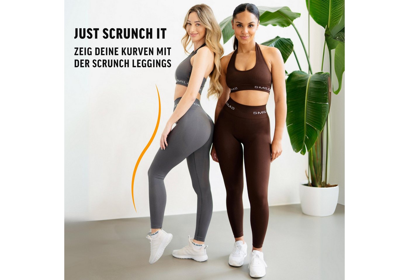 Smilodox Leggings Azura, Push Up Booy Fitnessleggings mit Schriftzug Sport & Alltag Scrunch Butt Squat-Sicher High Waist Seamless Yoga Gymhose Blickdicht – Bild 3 von 5