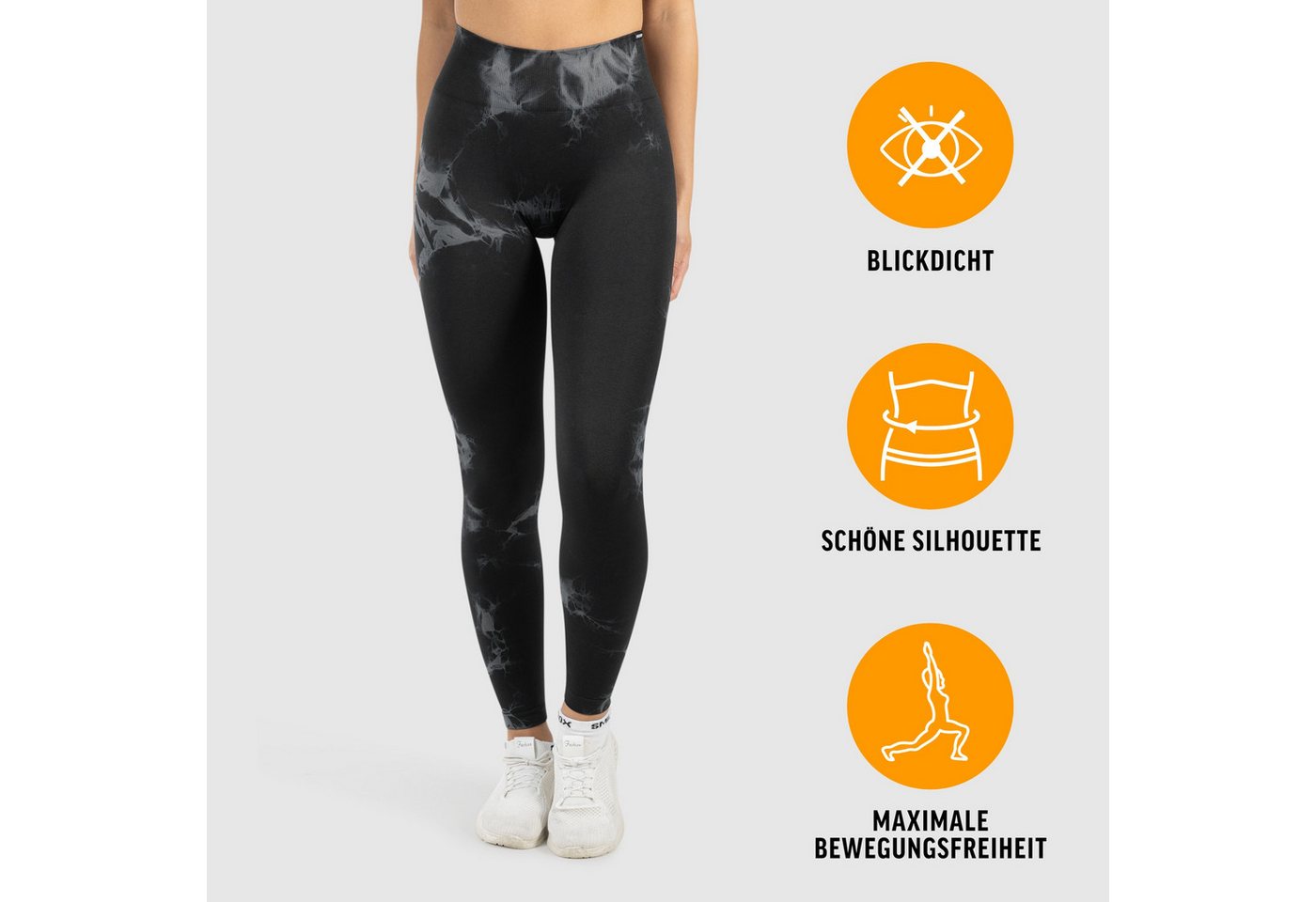Smilodox Leggings Becci, Seamless High Waist Scrunch Sporthose, Batik-Effekt & Muster Figurformende Kontur, elastisch, Blickdicht, Gym Yoga Training Workout – Bild 2 von 5