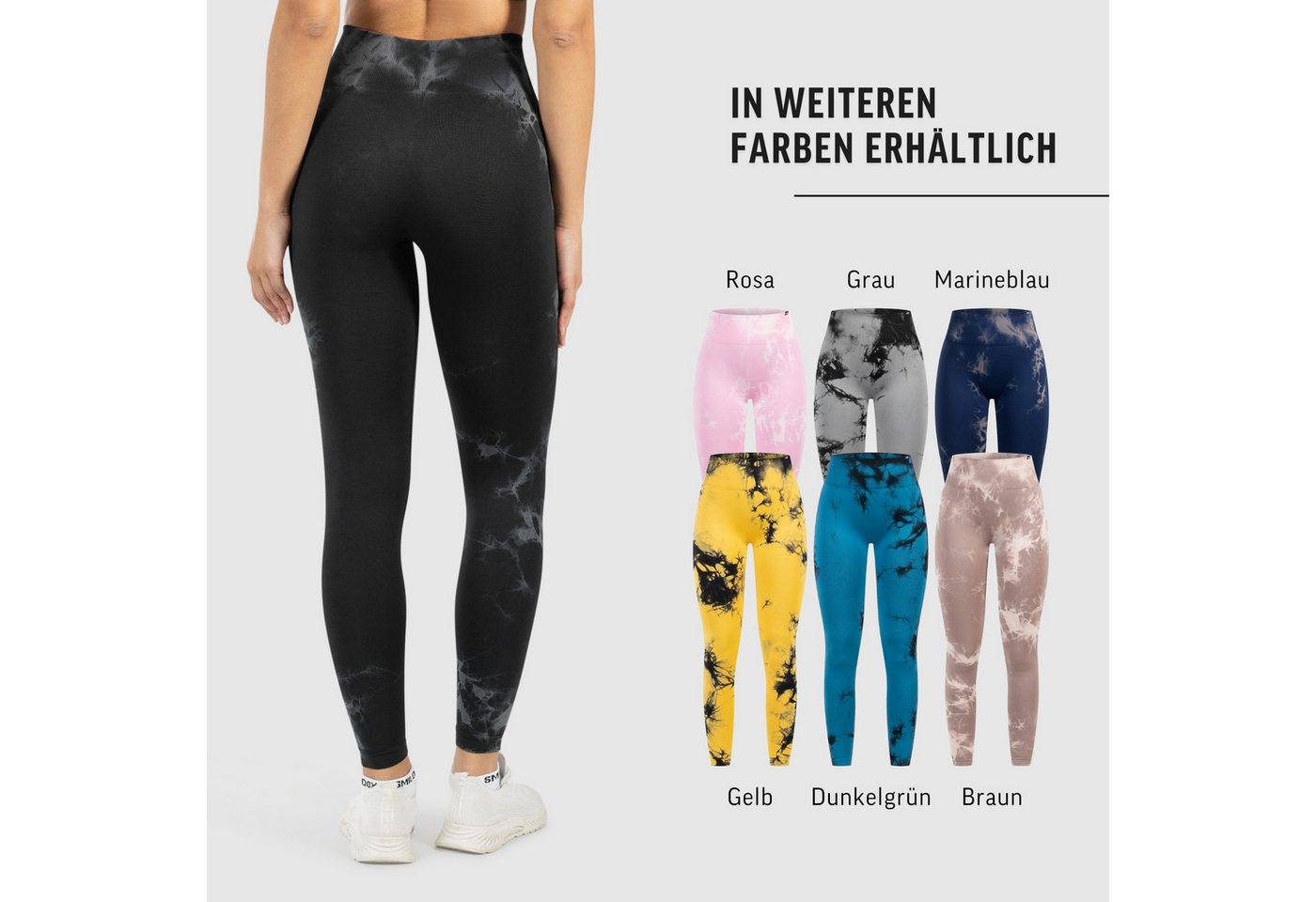 Smilodox Leggings Becci, Seamless High Waist Scrunch Sporthose, Batik-Effekt & Muster Figurformende Kontur, elastisch, Blickdicht, Gym Yoga Training Workout – Bild 4 von 5