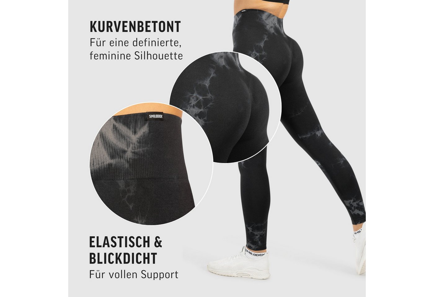 Smilodox Leggings Becci, Seamless High Waist Scrunch Sporthose, Batik-Effekt & Muster Figurformende Kontur, elastisch, Blickdicht, Gym Yoga Training Workout – Bild 5 von 5