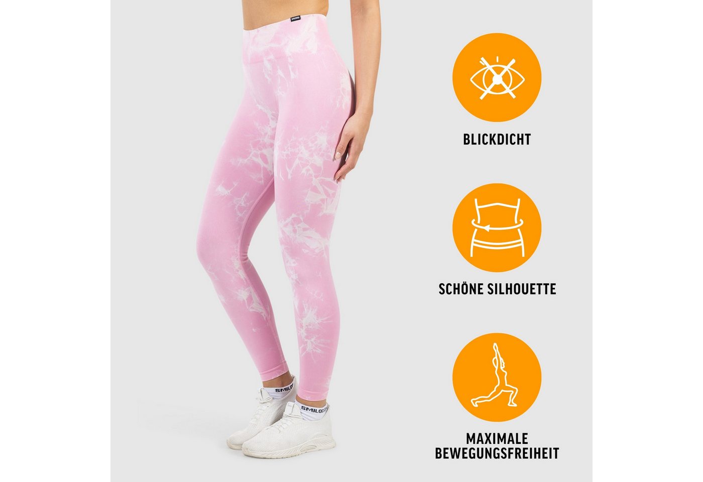 Smilodox Leggings Becci, Seamless High Waist Scrunch Sporthose, Batik-Effekt & Muster Figurformende Kontur, elastisch, Blickdicht, Gym Yoga Training Workout – Bild 2 von 5