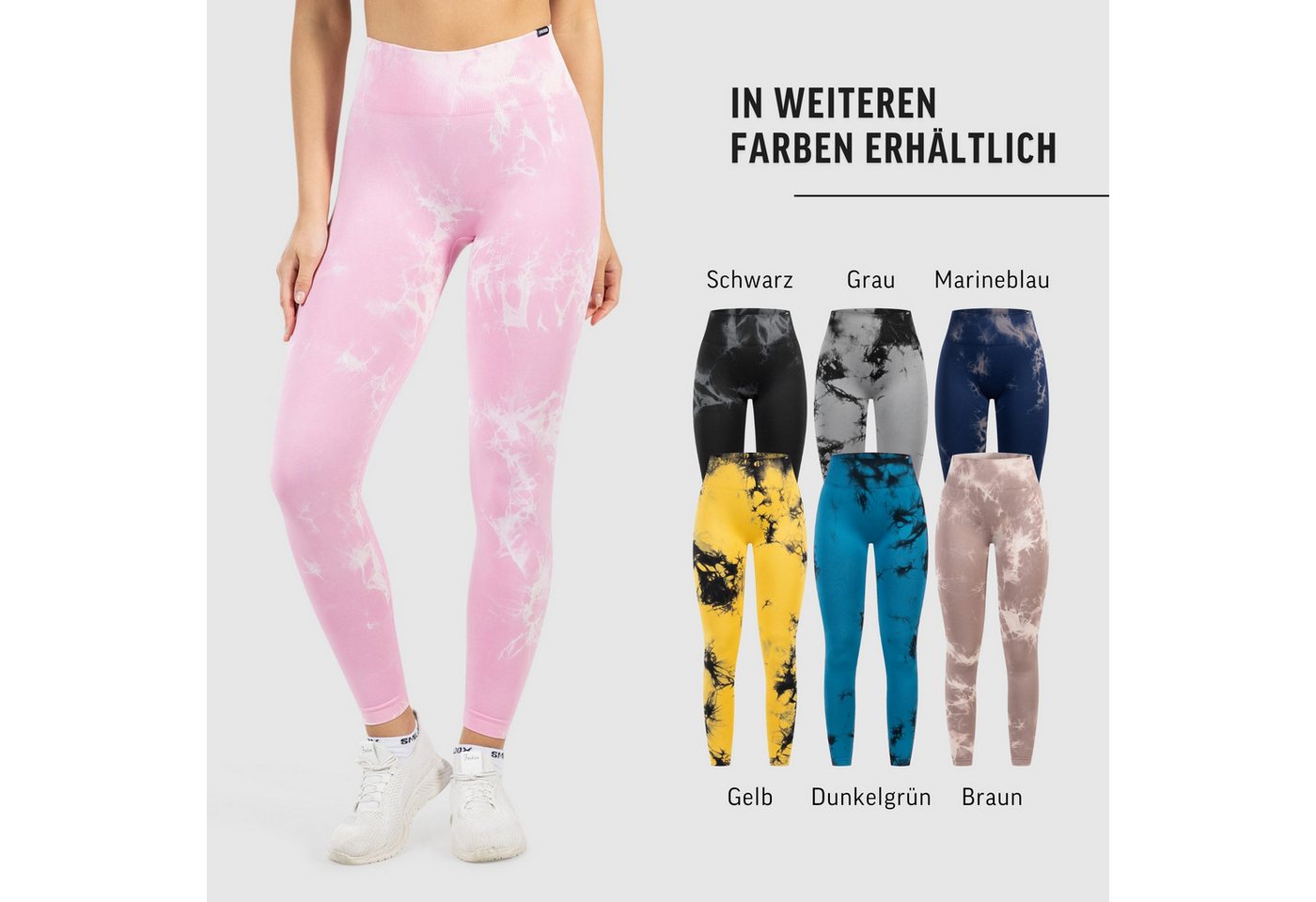 Smilodox Leggings Becci, Seamless High Waist Scrunch Sporthose, Batik-Effekt & Muster Figurformende Kontur, elastisch, Blickdicht, Gym Yoga Training Workout – Bild 4 von 5