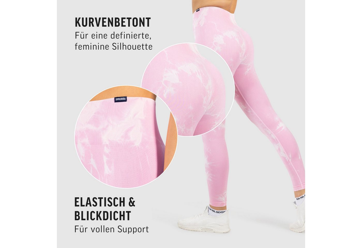 Smilodox Leggings Becci, Seamless High Waist Scrunch Sporthose, Batik-Effekt & Muster Figurformende Kontur, elastisch, Blickdicht, Gym Yoga Training Workout – Bild 5 von 5
