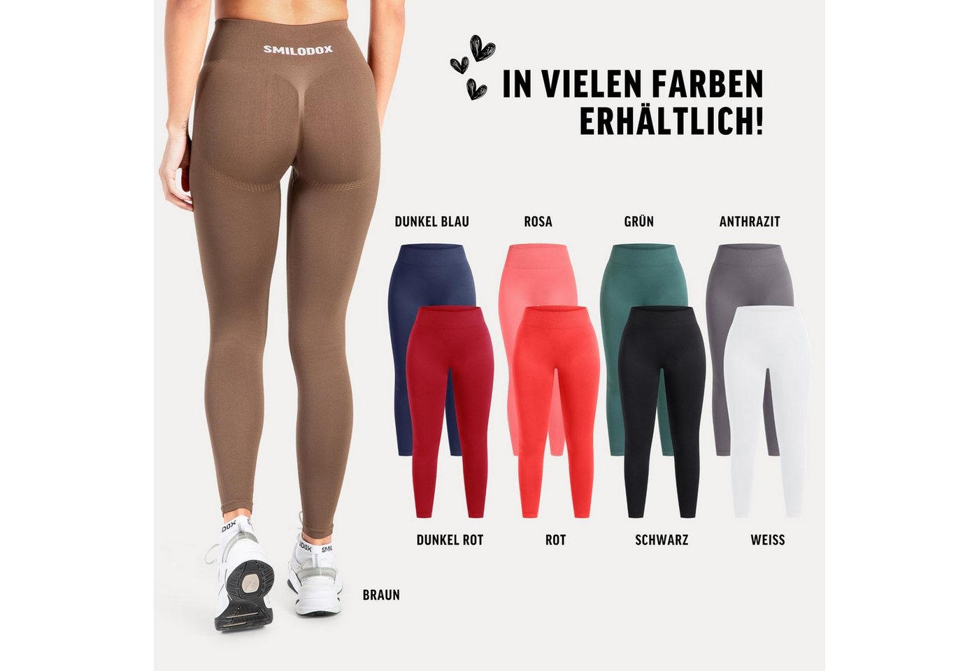 Smilodox Leggings Cetrina, Push Up Scrunch Leggings mit Schriftzug Fitness & Alltag Seamless, High Waist, Scrunch Sporthose, Atmungsaktiv, Blickdicht – Bild 2 von 5