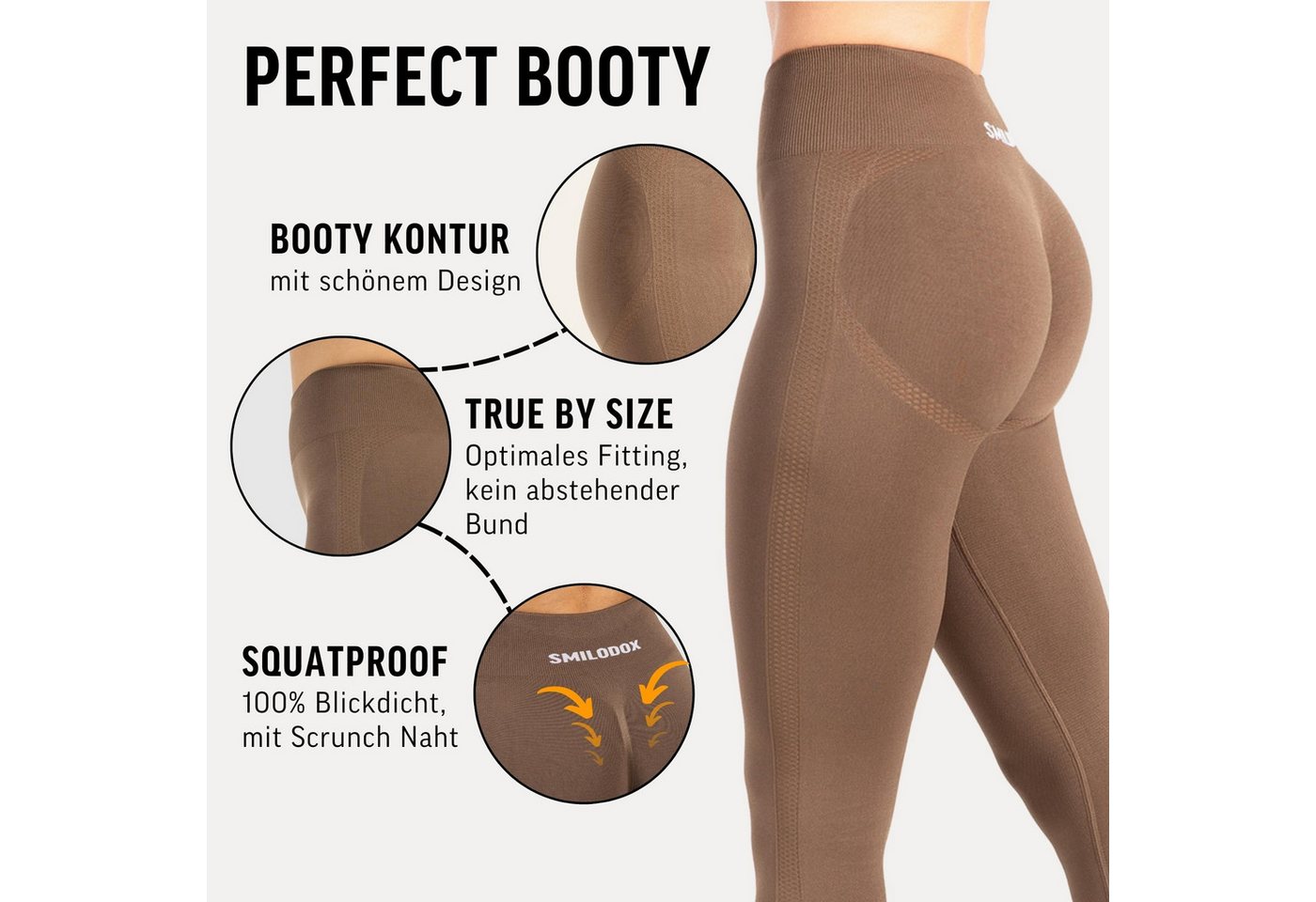 Smilodox Leggings Cetrina, Push Up Scrunch Leggings mit Schriftzug Fitness & Alltag Seamless, High Waist, Scrunch Sporthose, Atmungsaktiv, Blickdicht – Bild 5 von 5