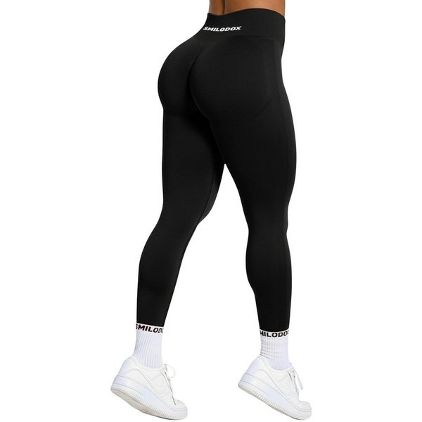 Smilodox Leggings Cetrina, Push Up Scrunch Leggings mit Schriftzug Fitness & Alltag Seamless, High Waist, Scrunch Sporthose, Atmungsaktiv, Blickdicht