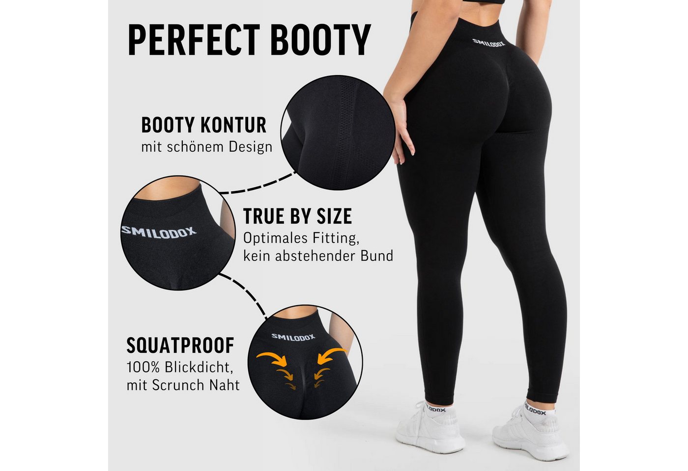 Smilodox Leggings Cetrina, Push Up Scrunch Leggings mit Schriftzug Fitness & Alltag Seamless, High Waist, Scrunch Sporthose, Atmungsaktiv, Blickdicht – Bild 5 von 5