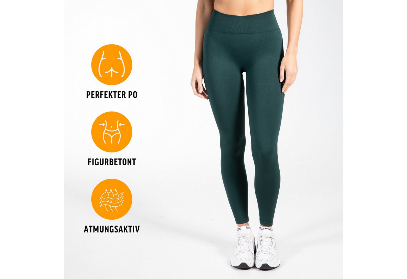 Smilodox Leggings Cetrina, Push Up Scrunch Leggings mit Schriftzug Fitness & Alltag Seamless, High Waist, Scrunch Sporthose, Atmungsaktiv, Blickdicht – Bild 2 von 5