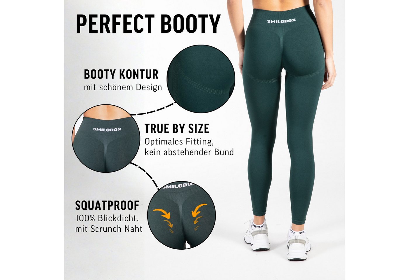 Smilodox Leggings Cetrina, Push Up Scrunch Leggings mit Schriftzug Fitness & Alltag Seamless, High Waist, Scrunch Sporthose, Atmungsaktiv, Blickdicht – Bild 5 von 5