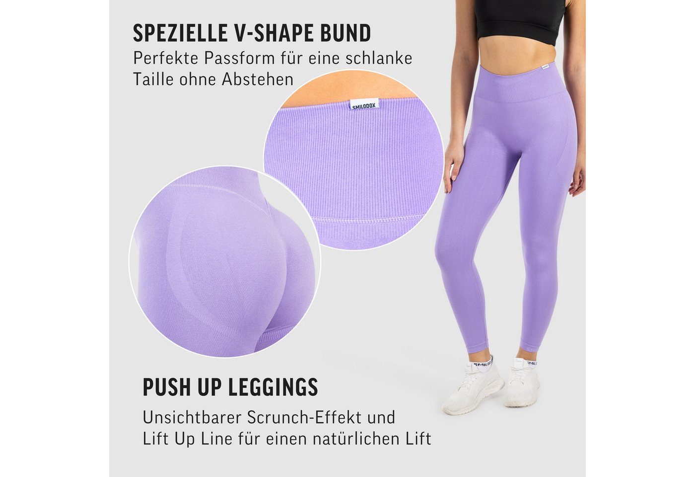 Smilodox Leggings Elin, Butt Lift Sporthose, Highwaist V-Shape Gym Leggings Shaped Fit Squatproof Seamless Trainingshose Sport Yoga Alltag – Bild 5 von 5