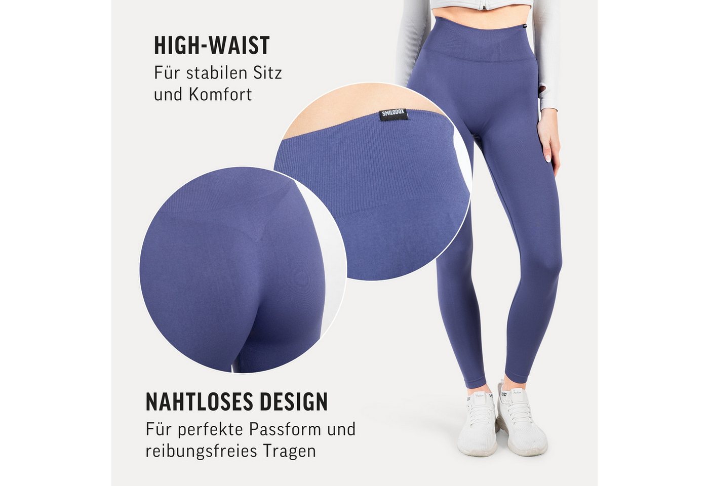 Smilodox Leggings Fenja, High Waist Performance Sportleggings Bequemer Passform, Seamless Design, Schmeichelnder Silhouette für Yoga – Bild 5 von 5