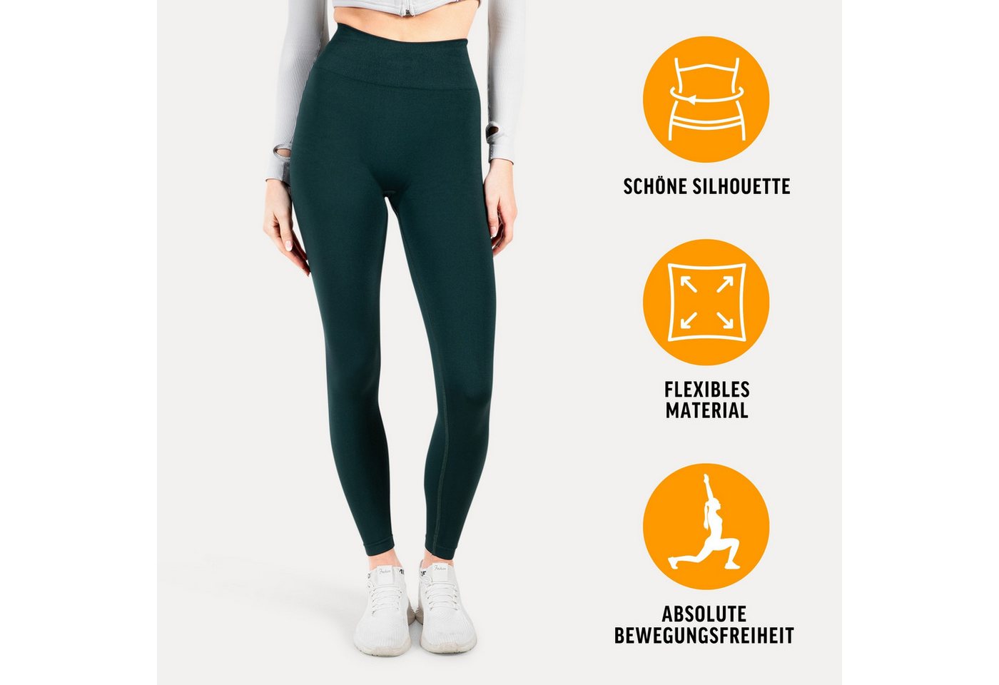 Smilodox Leggings Fenja, High Waist Performance Sportleggings Bequemer Passform, Seamless Design, Schmeichelnder Silhouette für Yoga – Bild 2 von 5