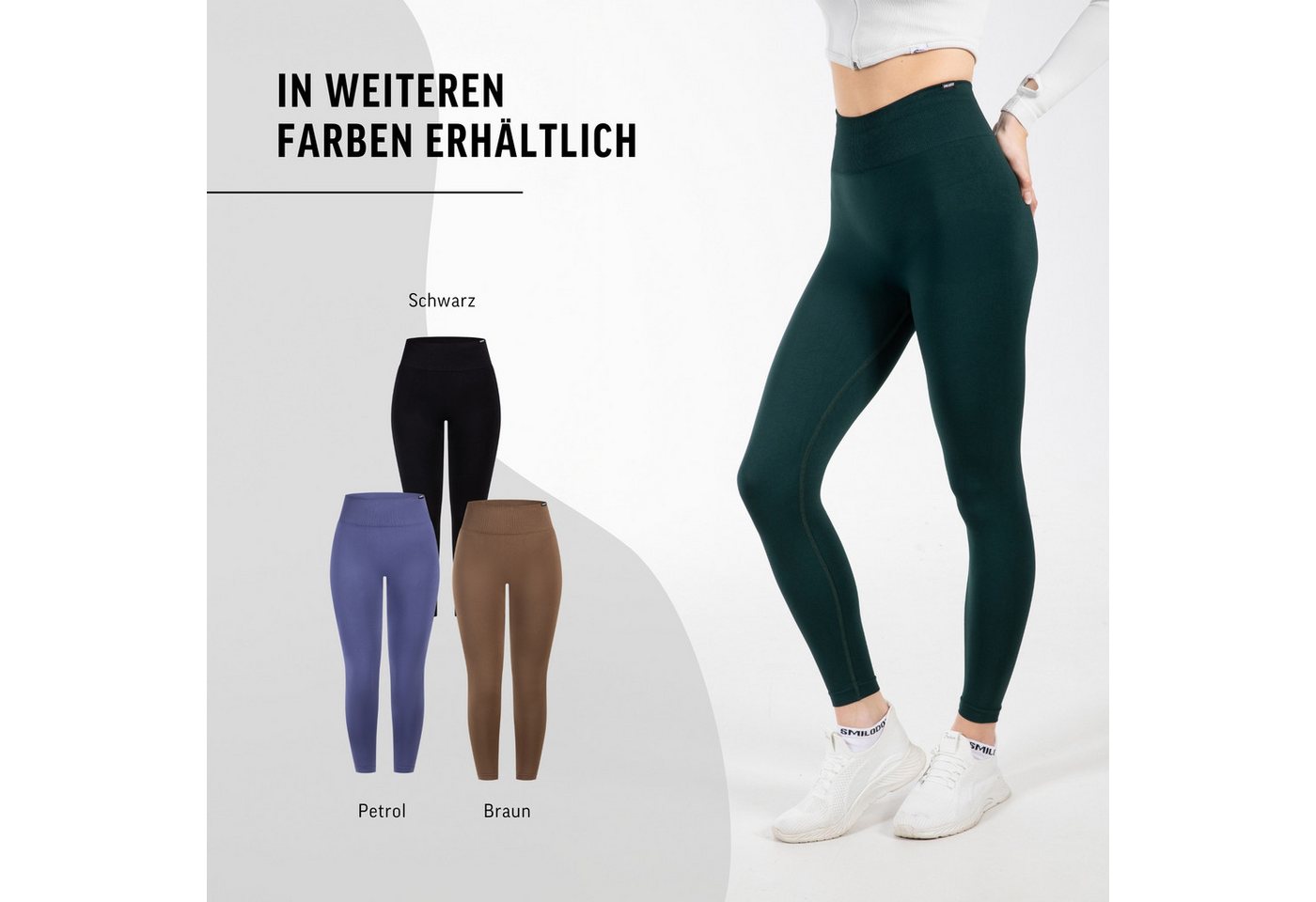 Smilodox Leggings Fenja, High Waist Performance Sportleggings Bequemer Passform, Seamless Design, Schmeichelnder Silhouette für Yoga – Bild 4 von 5