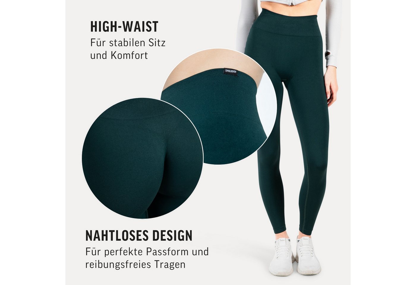 Smilodox Leggings Fenja, High Waist Performance Sportleggings Bequemer Passform, Seamless Design, Schmeichelnder Silhouette für Yoga – Bild 5 von 5