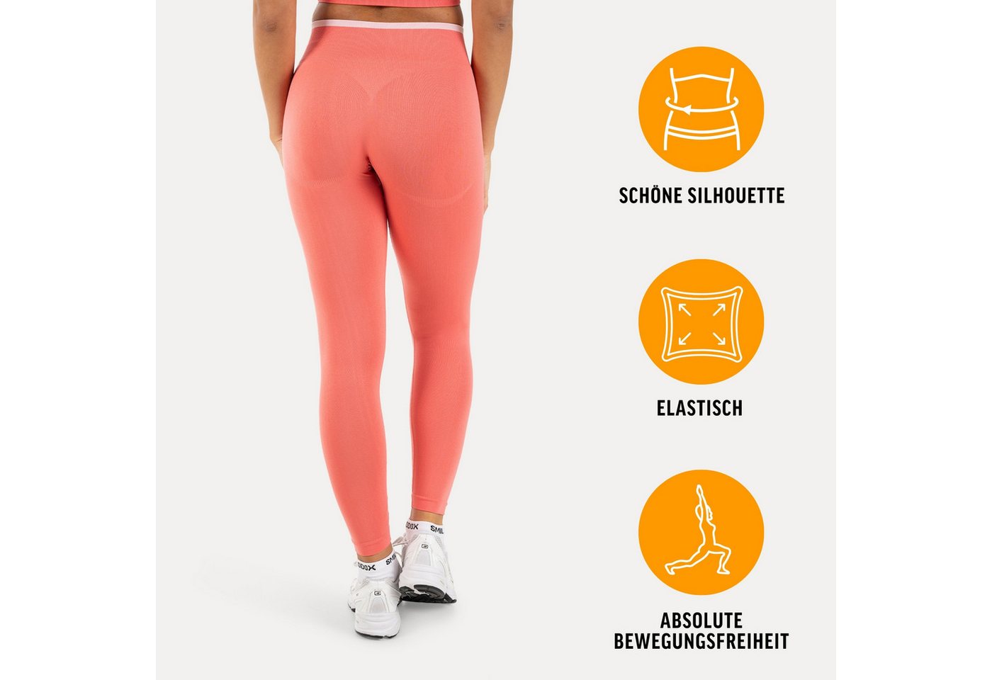 Smilodox Leggings Jorina, Sporthose Damen Shaped Fit, High Waist, V-Shape, Gym & Yoga V-Shape Rücken, hoher Bund, Stretch, Struktur, weich – Bild 2 von 5