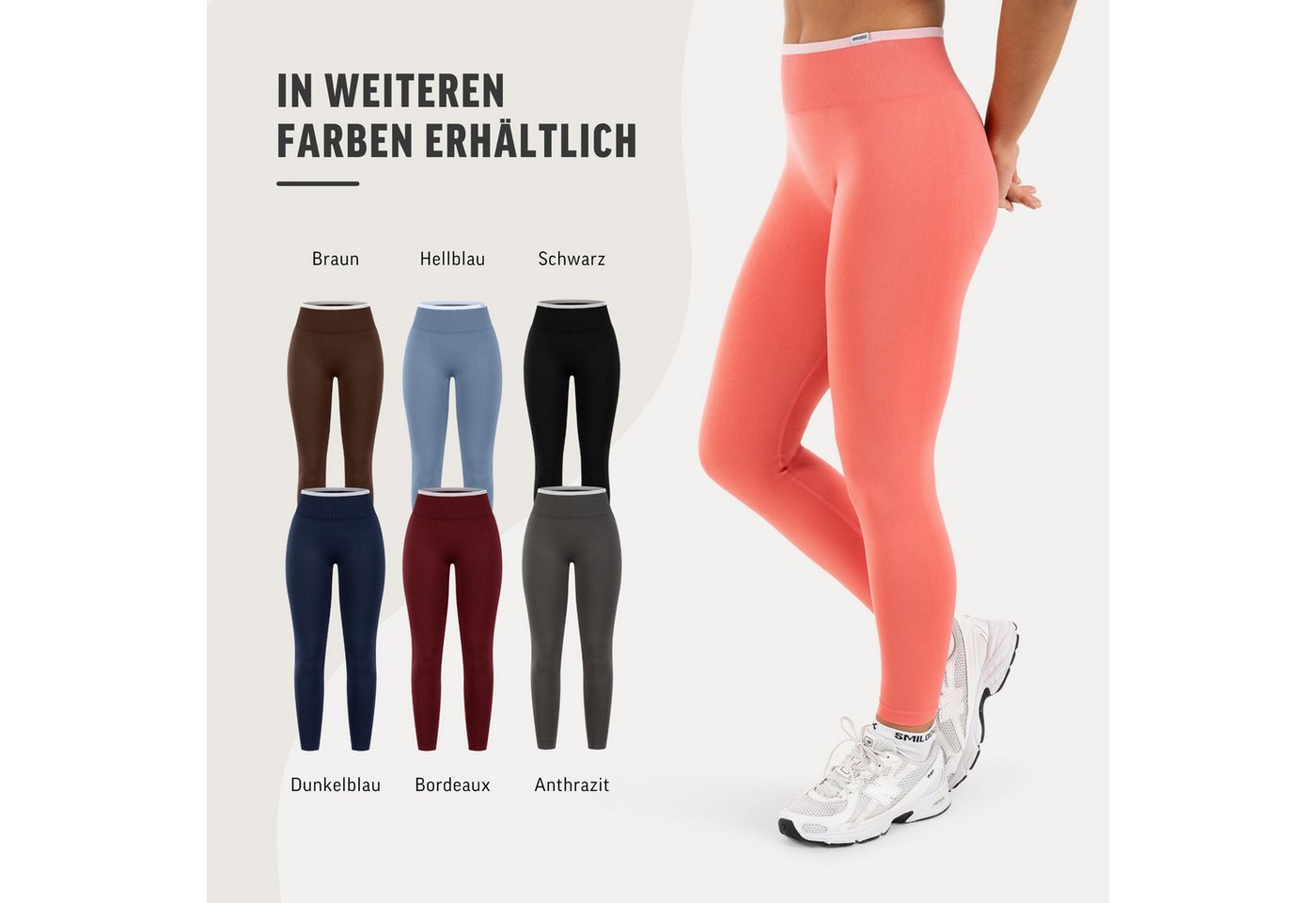 Smilodox Leggings Jorina, Sporthose Damen Shaped Fit, High Waist, V-Shape, Gym & Yoga V-Shape Rücken, hoher Bund, Stretch, Struktur, weich – Bild 4 von 5