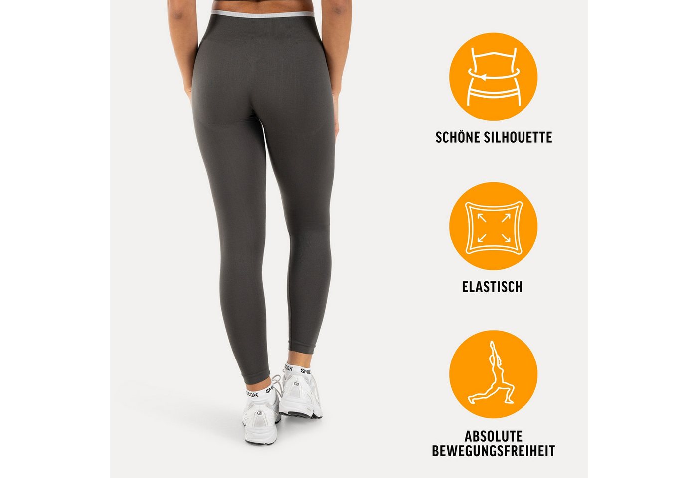 Smilodox Leggings Jorina, Sporthose Damen Shaped Fit, High Waist, V-Shape, Gym & Yoga V-Shape Rücken, hoher Bund, Stretch, Struktur, weich – Bild 2 von 5