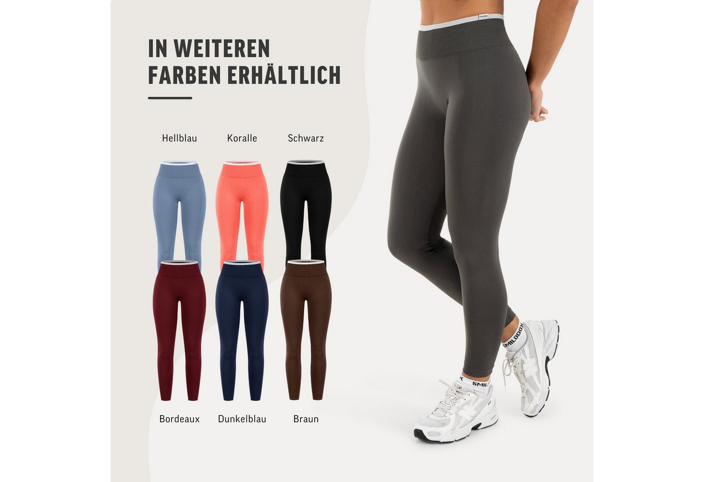 Smilodox Leggings Jorina, Sporthose Damen Shaped Fit, High Waist, V-Shape, Gym & Yoga V-Shape Rücken, hoher Bund, Stretch, Struktur, weich – Bild 4 von 5