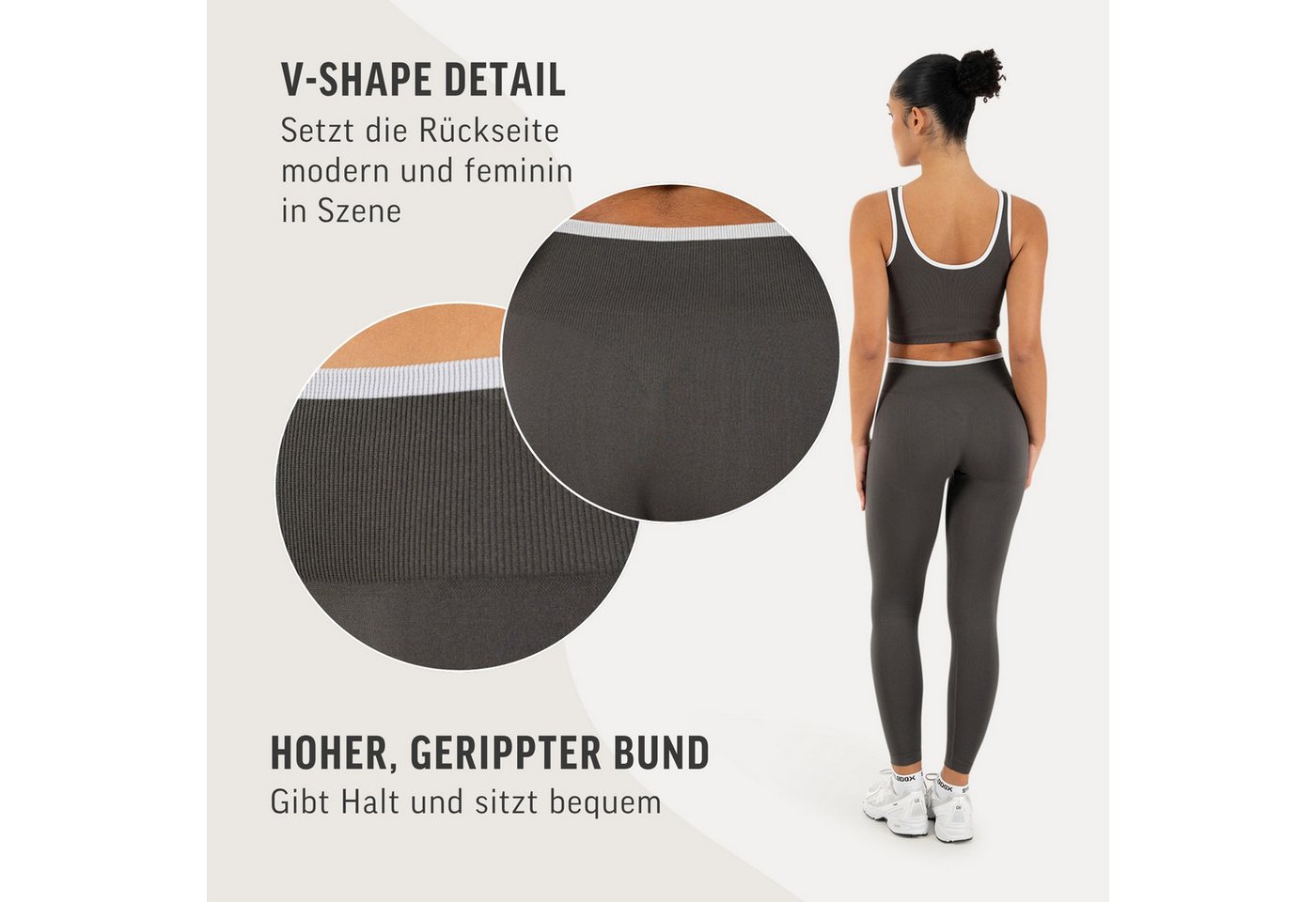 Smilodox Leggings Jorina, Sporthose Damen Shaped Fit, High Waist, V-Shape, Gym & Yoga V-Shape Rücken, hoher Bund, Stretch, Struktur, weich – Bild 5 von 5