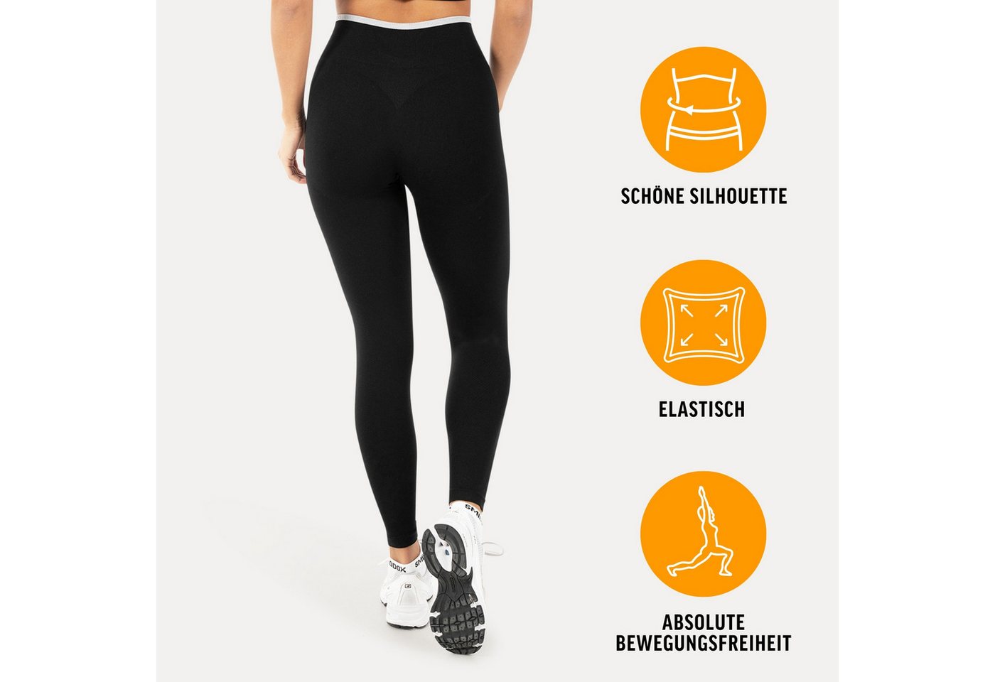 Smilodox Leggings Jorina, Sporthose Damen Shaped Fit, High Waist, V-Shape, Gym & Yoga V-Shape Rücken, hoher Bund, Stretch, Struktur, weich – Bild 2 von 5