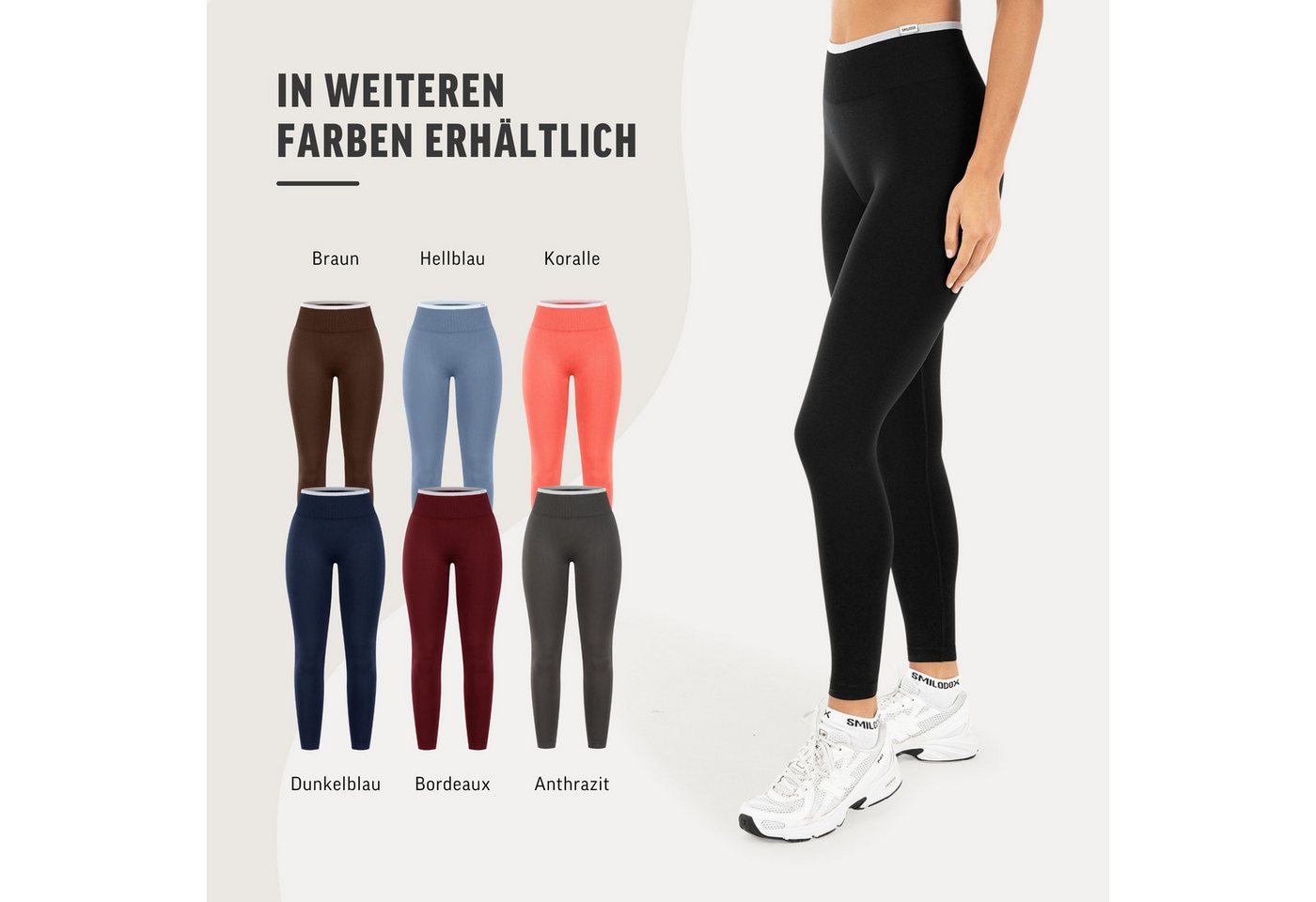 Smilodox Leggings Jorina, Sporthose Damen Shaped Fit, High Waist, V-Shape, Gym & Yoga V-Shape Rücken, hoher Bund, Stretch, Struktur, weich – Bild 4 von 5